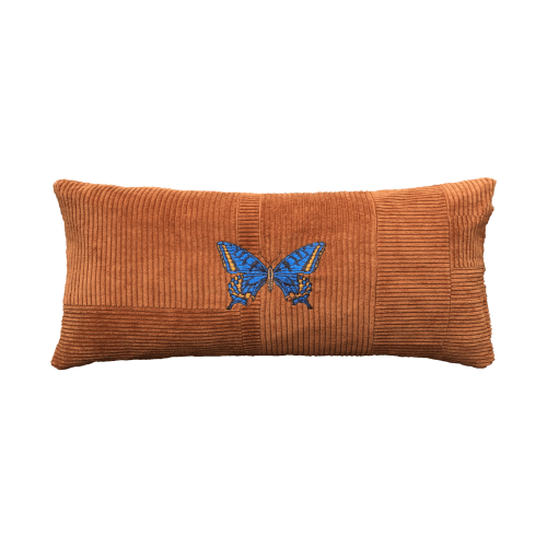 Kussen vlinder blauw