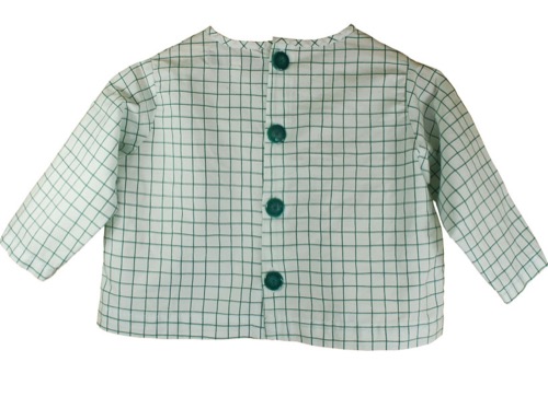 Unieke Blouse van 100% katoen - Ruitjes wit groen