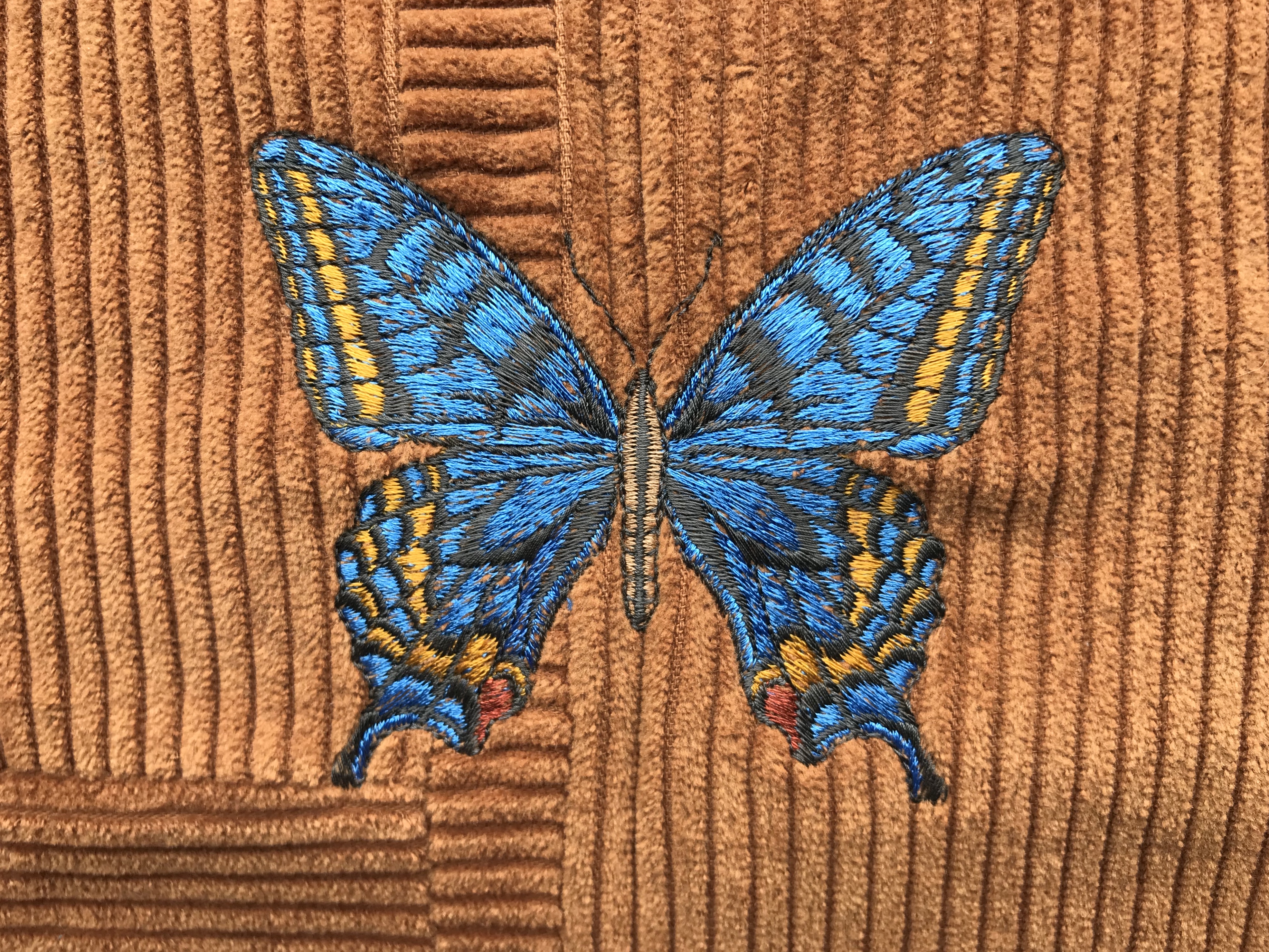 Kussen vlinder blauw