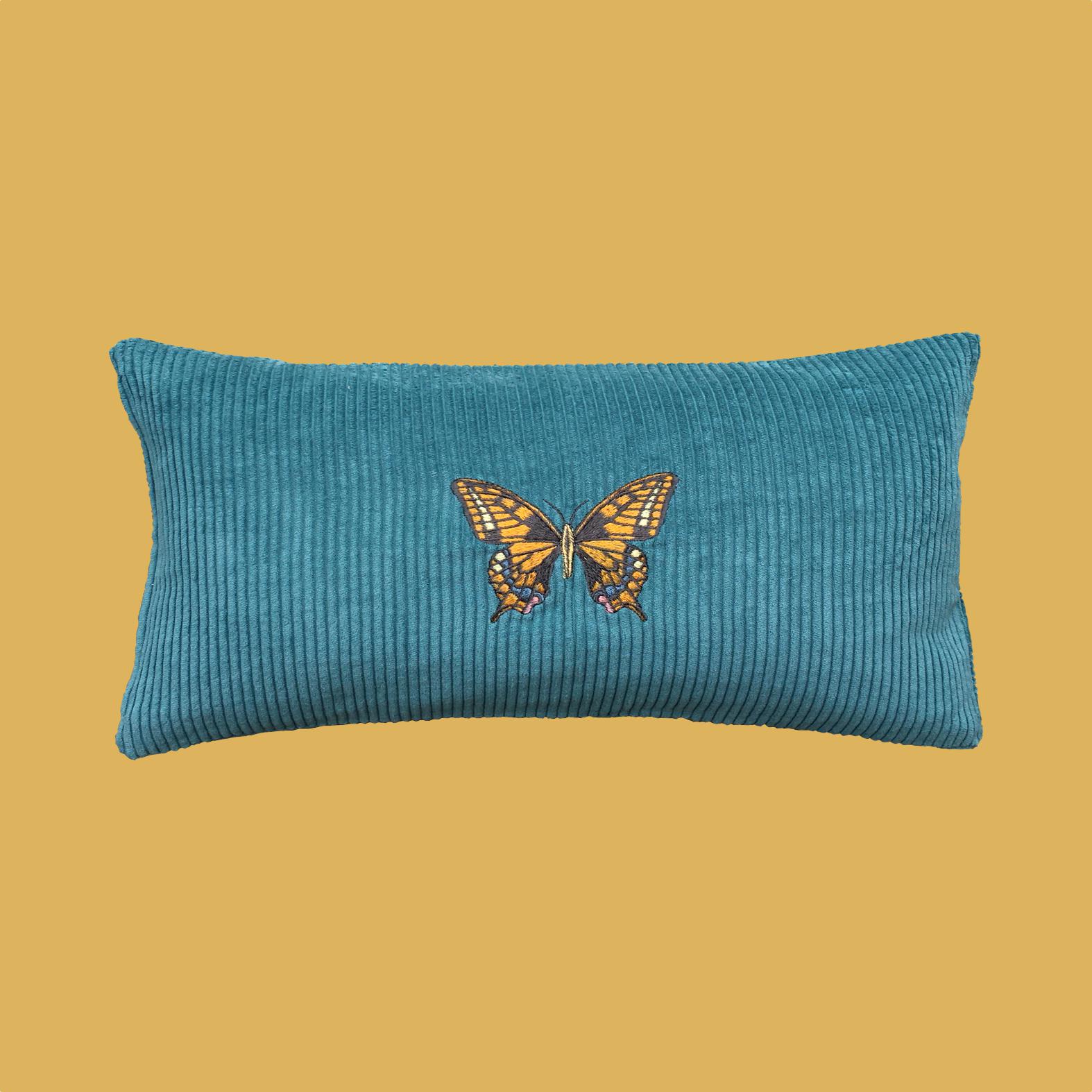 Kussen vlinder geel